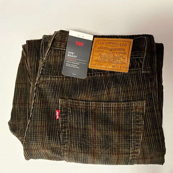 Levi's Other - NWT Levi's 578 Baggy Corduroy Jeans Ennis Plaid Brown Size 33x30 (34X28) $98